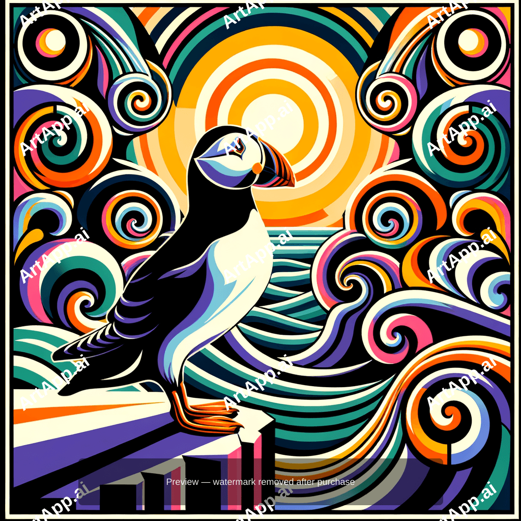 A Puffin Standing On A Cliff Edge Overlooking The