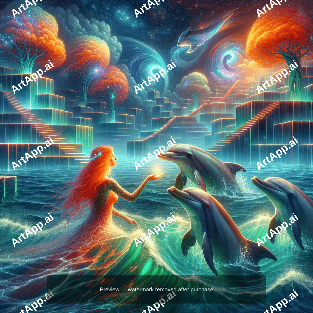 Red Haired Woman Feeding Dolphins