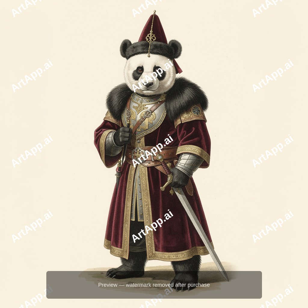 Heroric Panda Dressed Like Vlad The Impaler