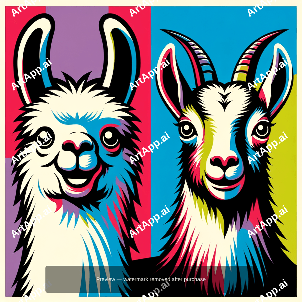 Happy Llama Talking To A Goat