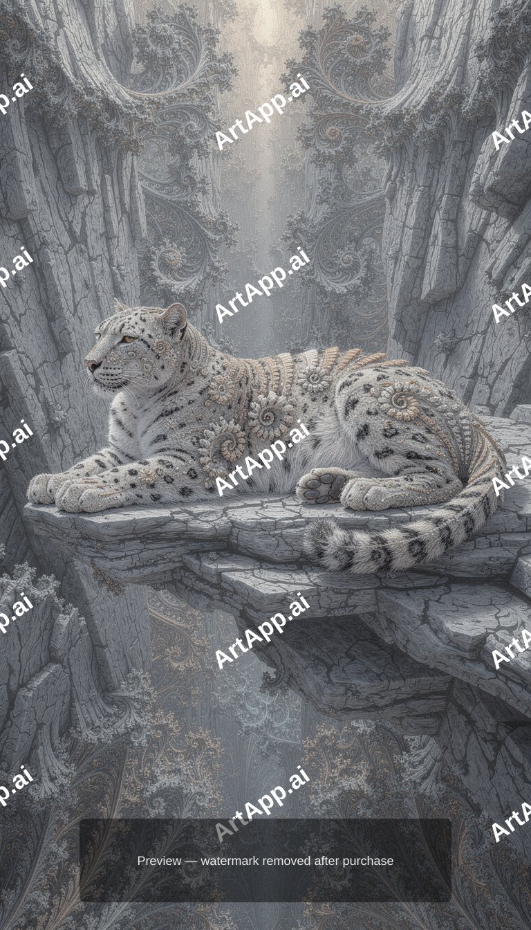 Fractal Snow Leopard