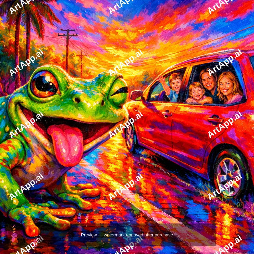 Frog Sticking Its Tongue Out And Winking At A Pass