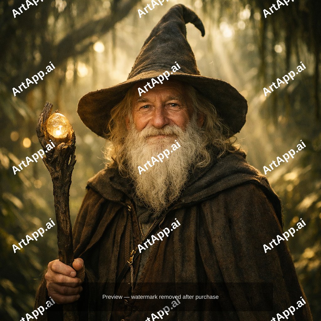 Frendly Wizard Looking Forwards Hypnotic Backgroun