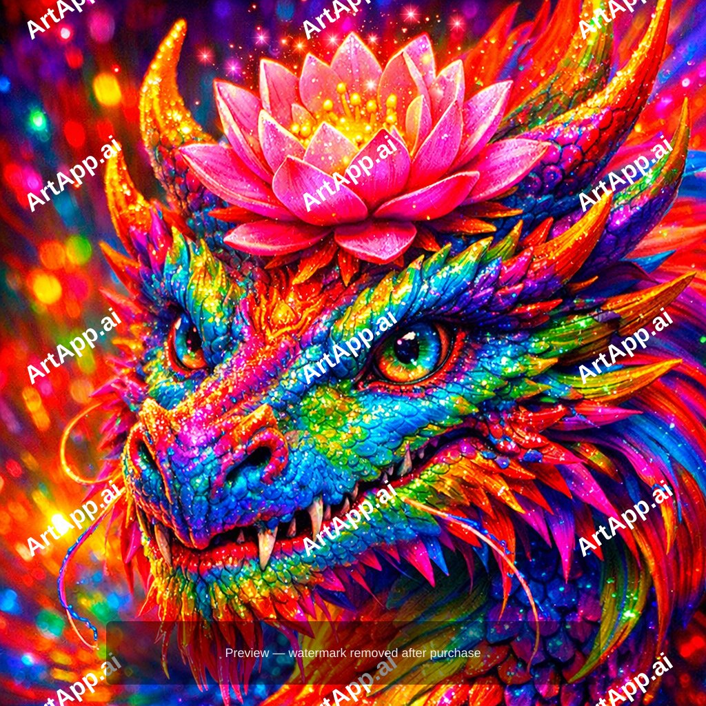 Lotus Flower On The Head Of A Magical Dragon