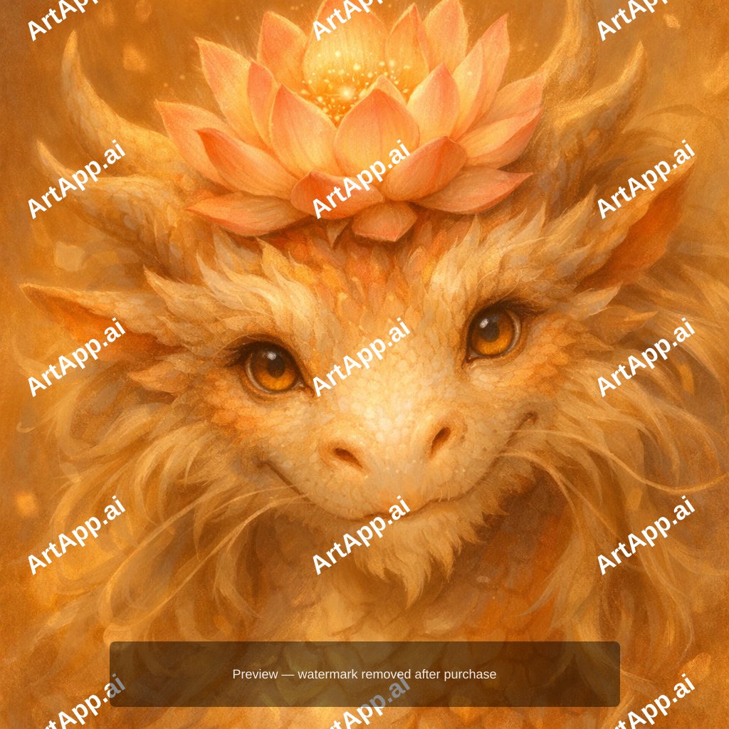 Lotus Flower On The Head Of A Magical Dragon