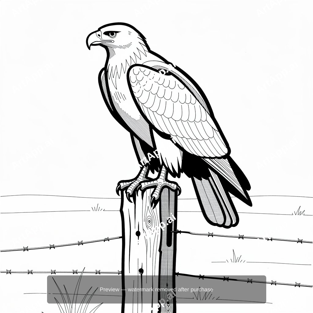 Eagle Sat On A Fence Post
