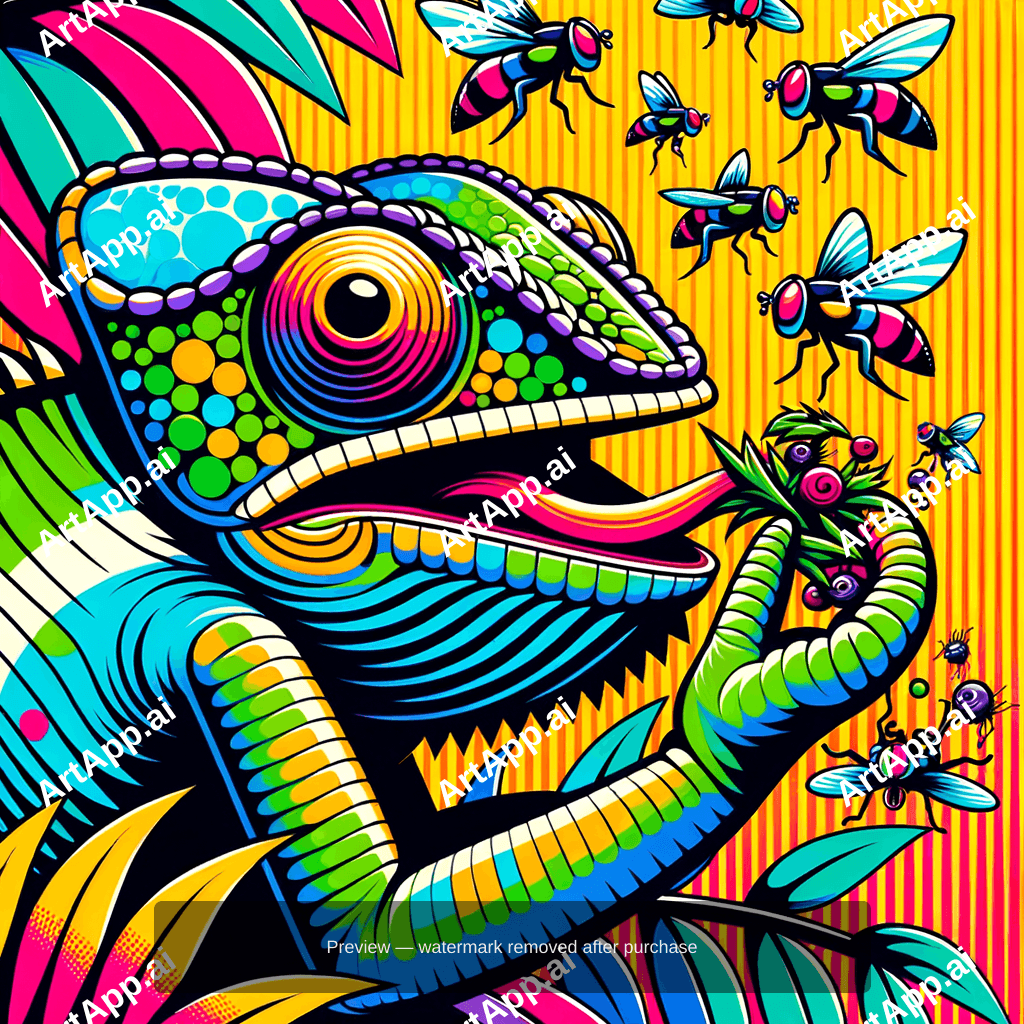 Cameleon Smiling Eating Flys