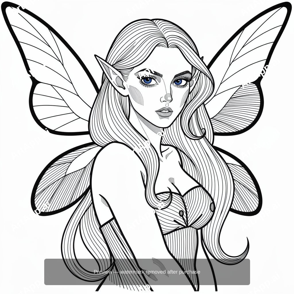 Beautful Woman With Pointy Ears And Fairy Wings Fi