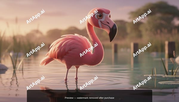 Flamingo in Still Water